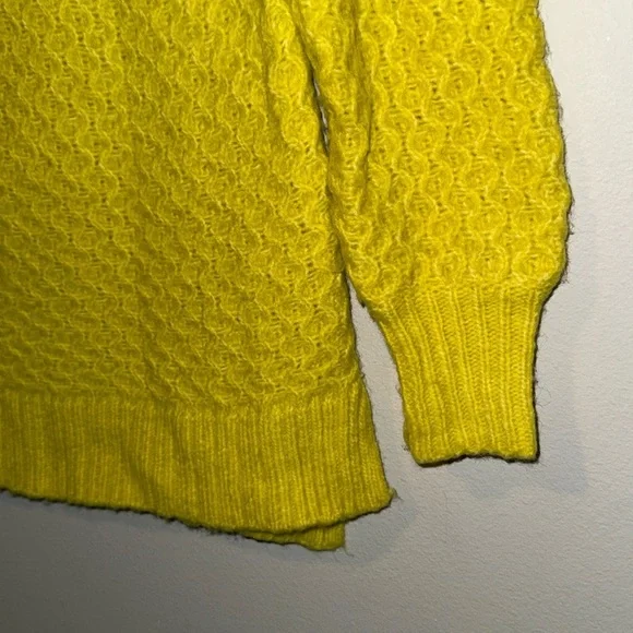 Anthropologie Bia Sweater Women's Medium Yellow Alpaca Wool Blend Cable Knit XS - Picture 5 of 12